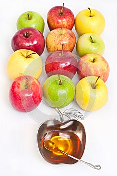 Honey with apple for Rosh Hashana